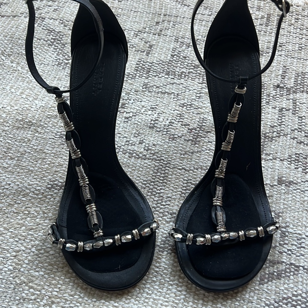 Isabel Marant black strappy heels with silver beading and ankle strap 🖤✨ WORN 1 - Picture 3 of 10